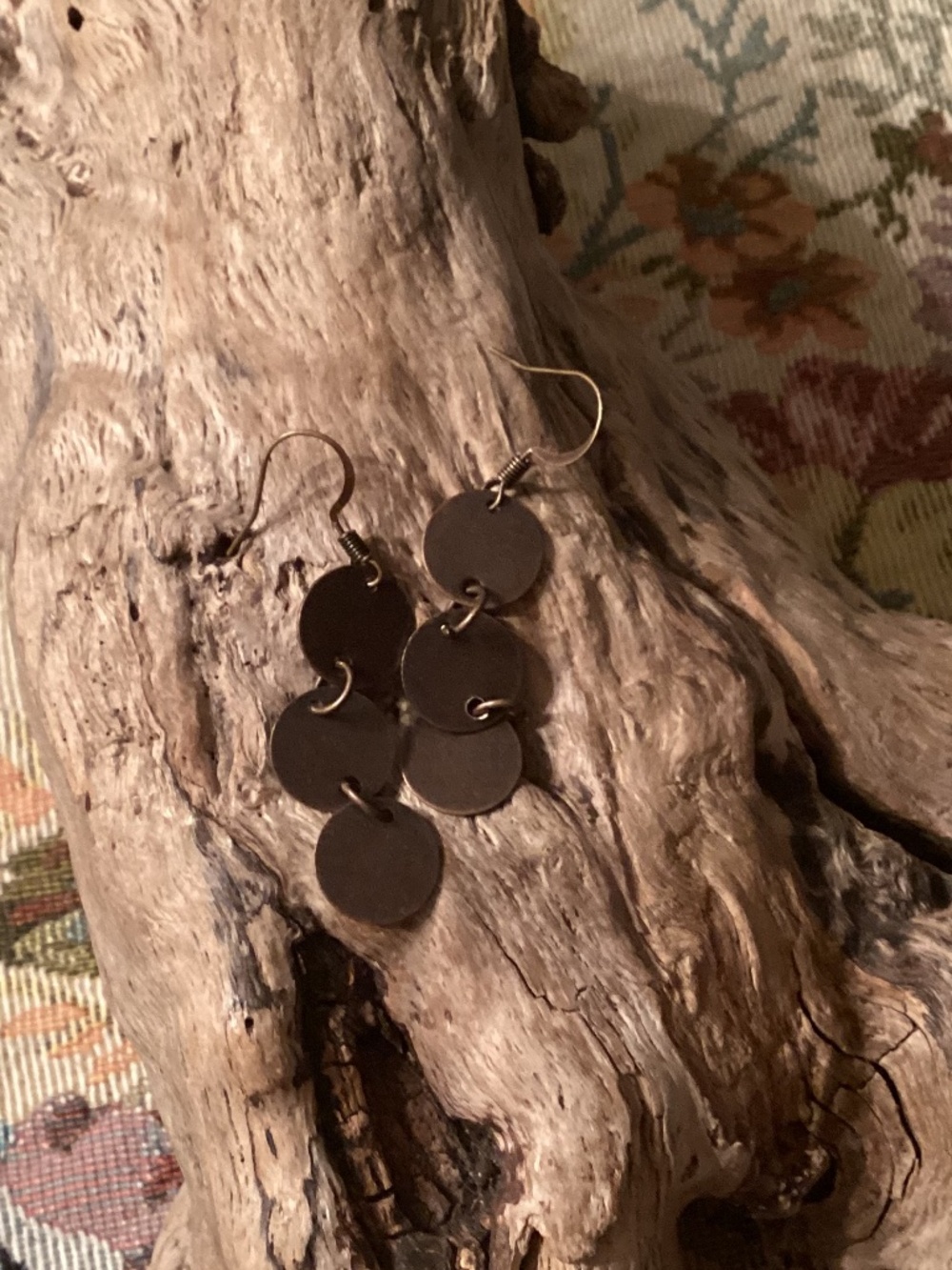 Triple Bronze Disk Dangle Earrings